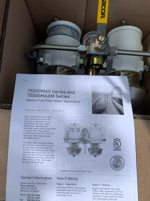 P/N: 75500MAX | Parker Racor® Fuel Filter Water Separator