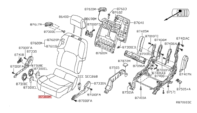 87300-ZP62A | Genuine Nissan® Cushion Assy-Front Seat
