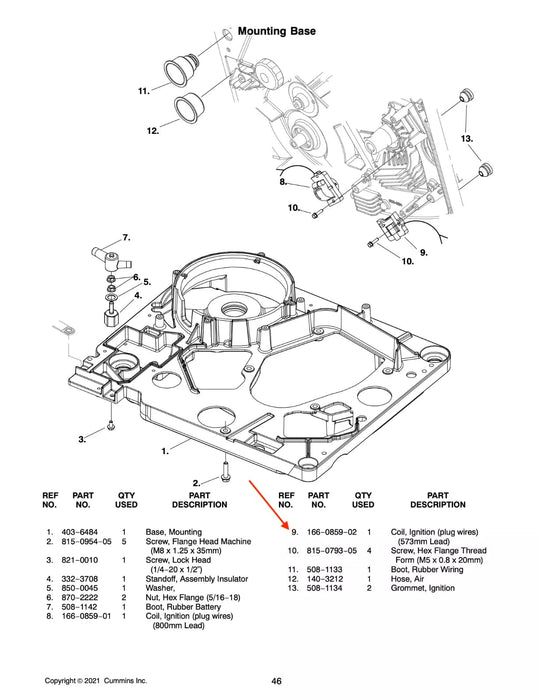 166-0859-02 | Genuine Cummins® Generator Ignition Coil 21