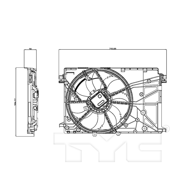 16360-25010, 624200 | New Genuine TYC®Radiator & Condenser Cooling Fan Assembly