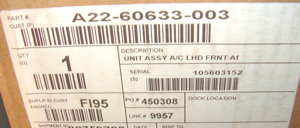 A22-60633-003 | Genuine Freightliner® Unit Assy FRNT HVAC-MAIN